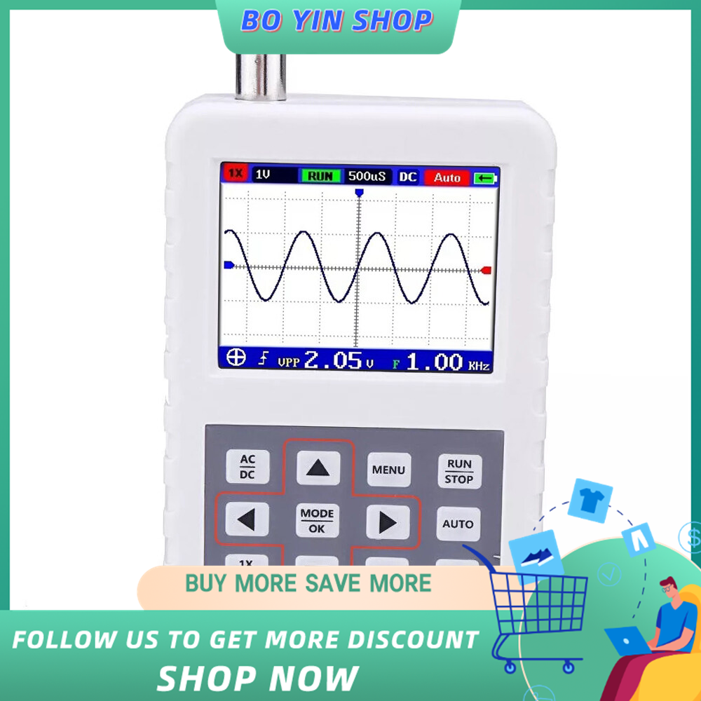 BO YIN DSO PRO Digital Oscilloscope Handheld Oscilloscope Mini Palm Size Oscilloscope with 5M Bandwidth 20MS/s Sampling Rate with P6100 Oscilloscope Probe
