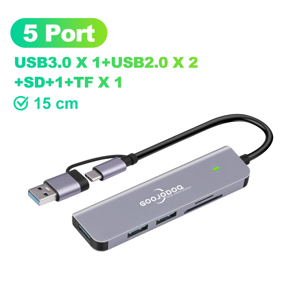GOOJODOQ 5in1 5Port USB 3.1 TypeC High Speed USB C Hub with Hub 3.0 2.0 5Gbps TF SD Reader