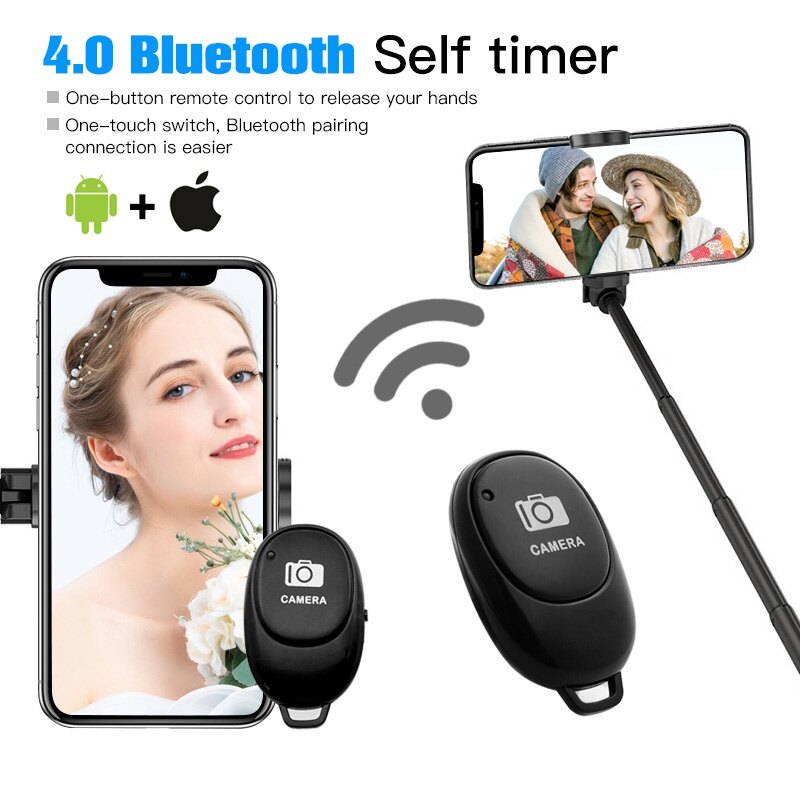 FONKEN Wireless Bluetooth Phone Selfie Stick Shutter Self-timer Timer Release Camera Remote Control for IOS Android