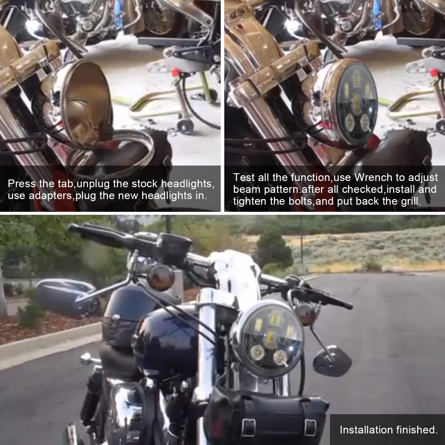 5.75 inch LED Headlight Motorcycle Projector Headlamp Super Wide Angle Driving Light