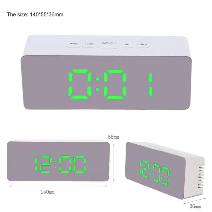 Okwish Clocks Digital Mirror Led Alarm Clock Night Lights Mirror Led Alarm Clock Night Lights