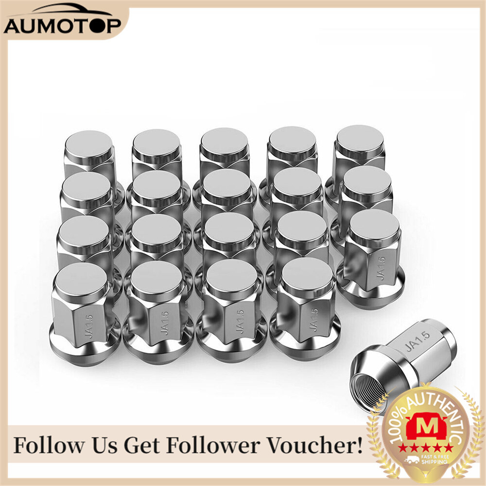 20Pcs Lug Nuts Bulge Acorn 12x1.5 Chrome Wheel Nut Compatible with Ford Fusion Focus Escape