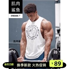 Gymsharkˉ cơ bắp cá mập thể thao mùa hè vest Gymshark Workout huấn luyện chó chạy Tay Ngắn Vải cotton áo ghi lê áo sát nách