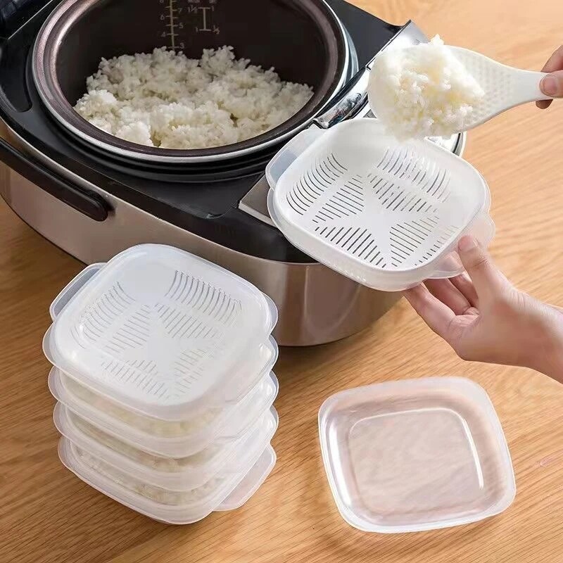 2pcs Rice Sub Packaging Fresh-keeping Box Frozen Heated Microwave Oven Vegetable Rice Separate Rice Sub Packaging Box Kitchen Tools