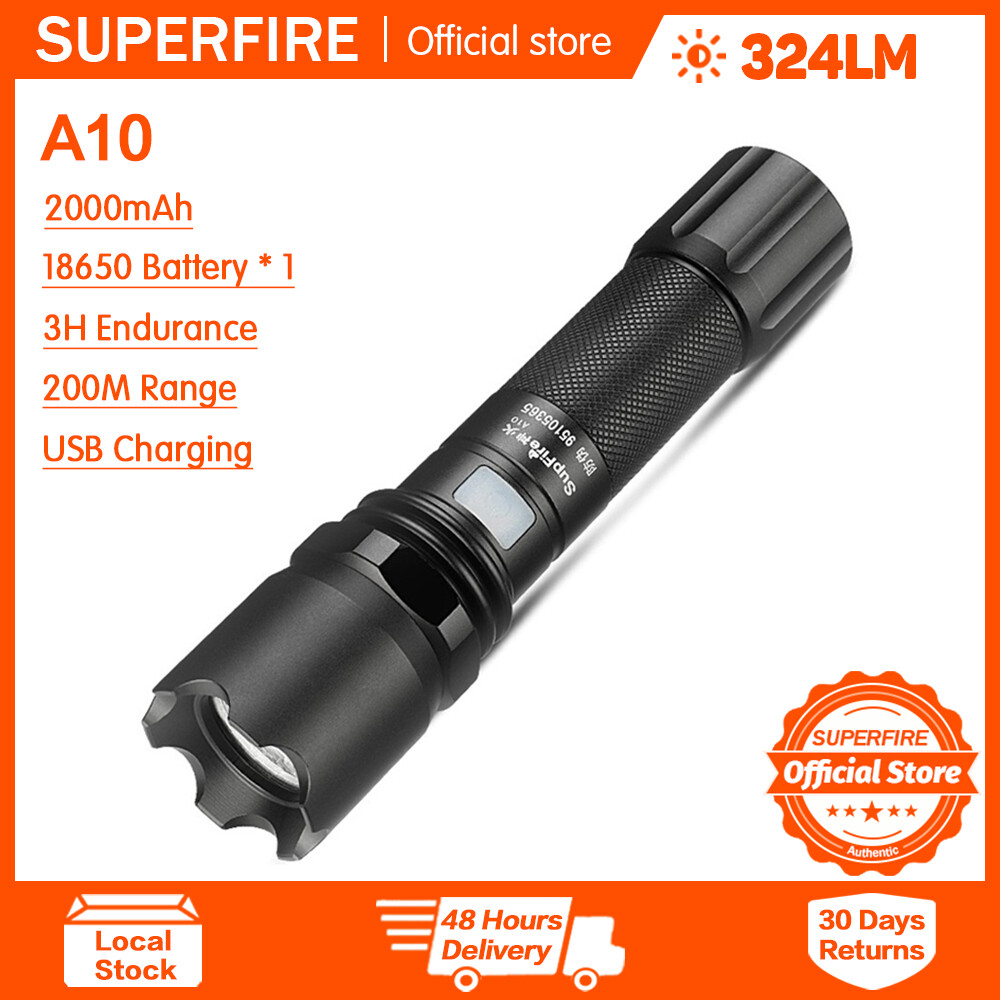 SUPERFIRE Flashlight A10 LED Flashlight Waterproof Portable Torchlight Rechargeable Super Bright Searchlight Outdoor