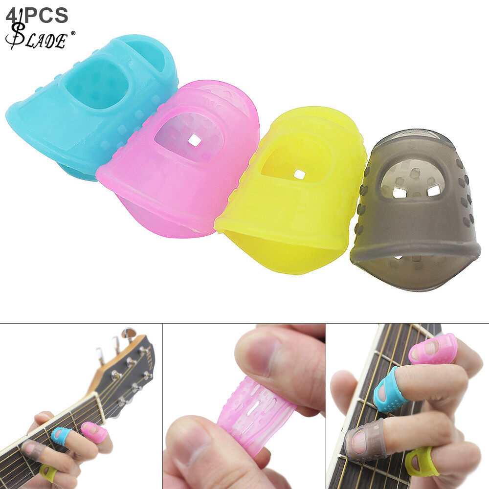 SLADE 4pcs Silicone Guitar Pick Fingertip Cover Pressed String Protector for Guitar Ukulele Banjo Mandolin