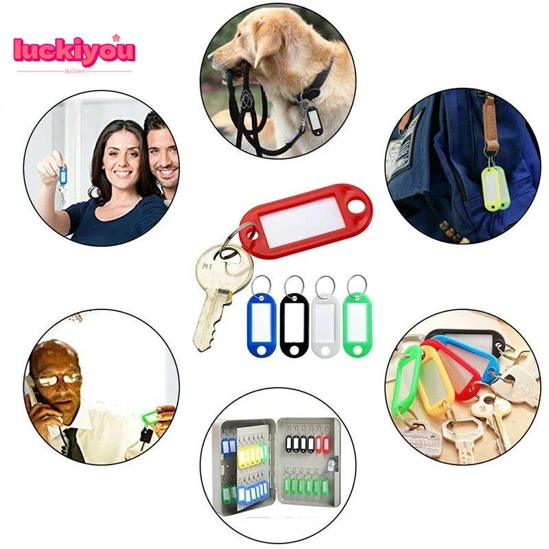 【Luckiyou】10Pcs Universal Multicolor Plastic Keychain ID Labels Luggage Name Token Hotel Number Classification Card Split Ring