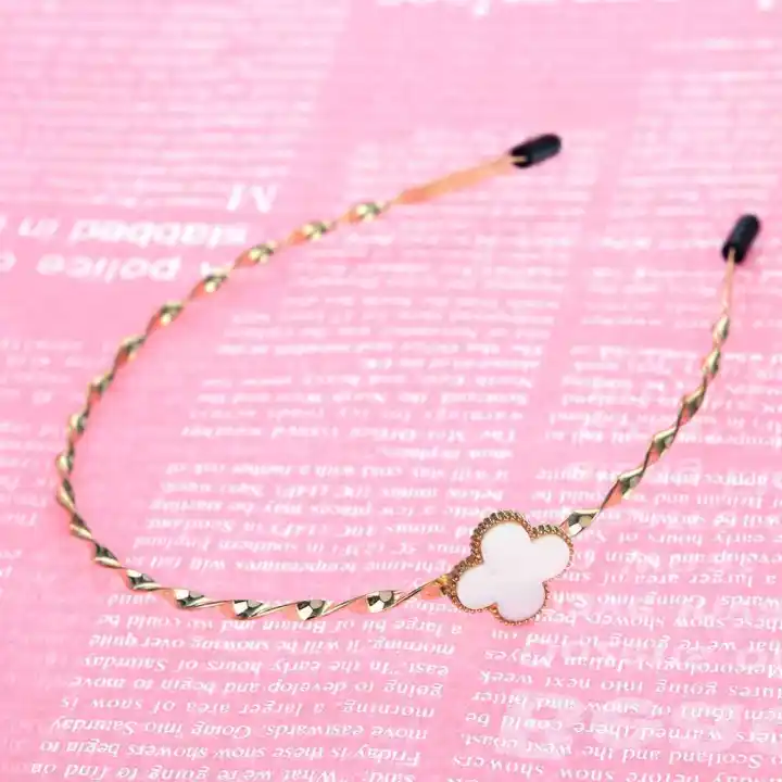 Hot New Ladies Thin Metal Elastic Hair Band Clover Headband Hair