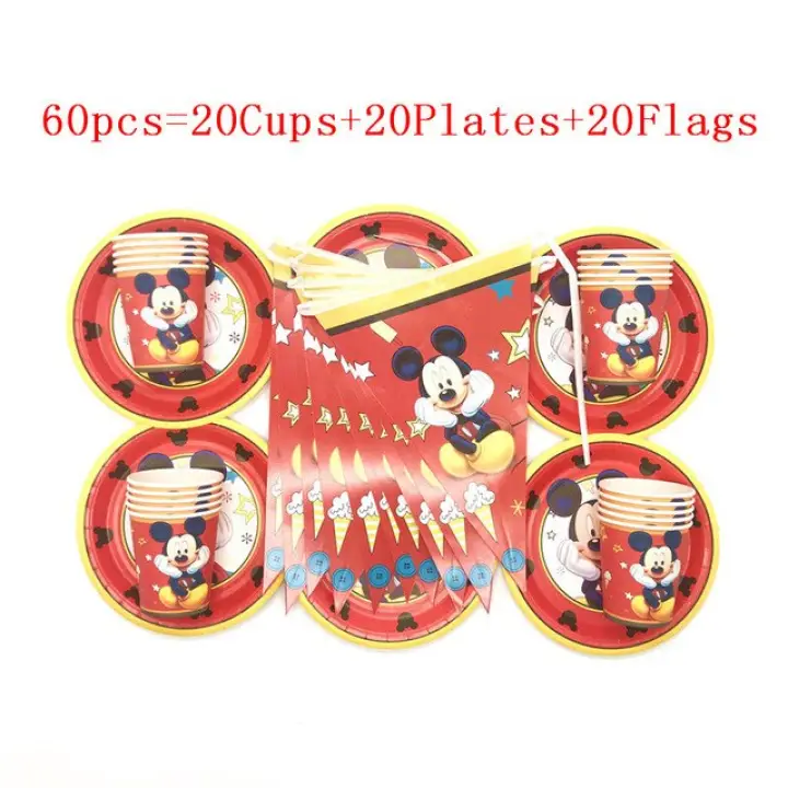 30pcs 60pcs Hot Red Mickey Mouse Friends Girls Birthday Party Cups