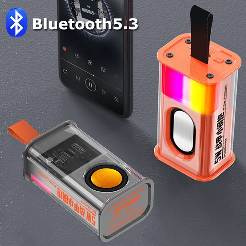 💖Original+FREE Shipping+COD💖 K08 Bluetooth Speaker Transparent Mech Audio TWS Two-Machine interconnection Rhythm Breathing Light 360° Stereo Surround