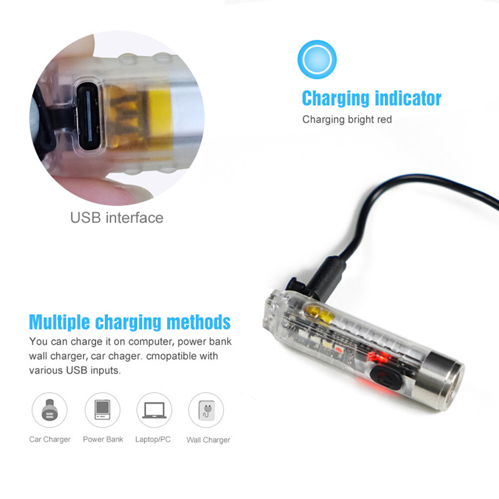 Đèn Pin Móc Khóa Mini Đèn Pin LED Bỏ Túi Đèn Đi Bộ Đường Dài USB