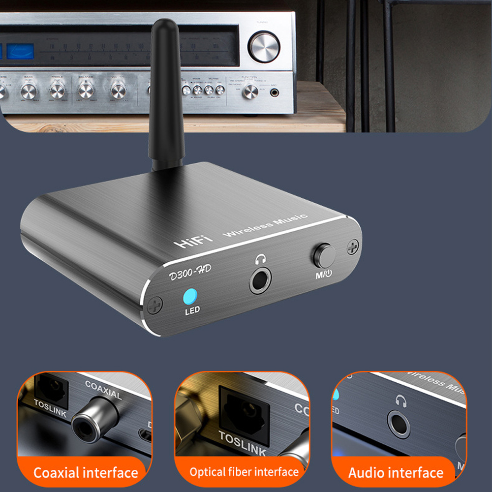 AptX-HD Bluetooth-compatible 5.2 Music Receiver HIFI Wireless Audio Adapter with 3.5mm Aux Toslink/Coaxial Output For Amplifer Car
