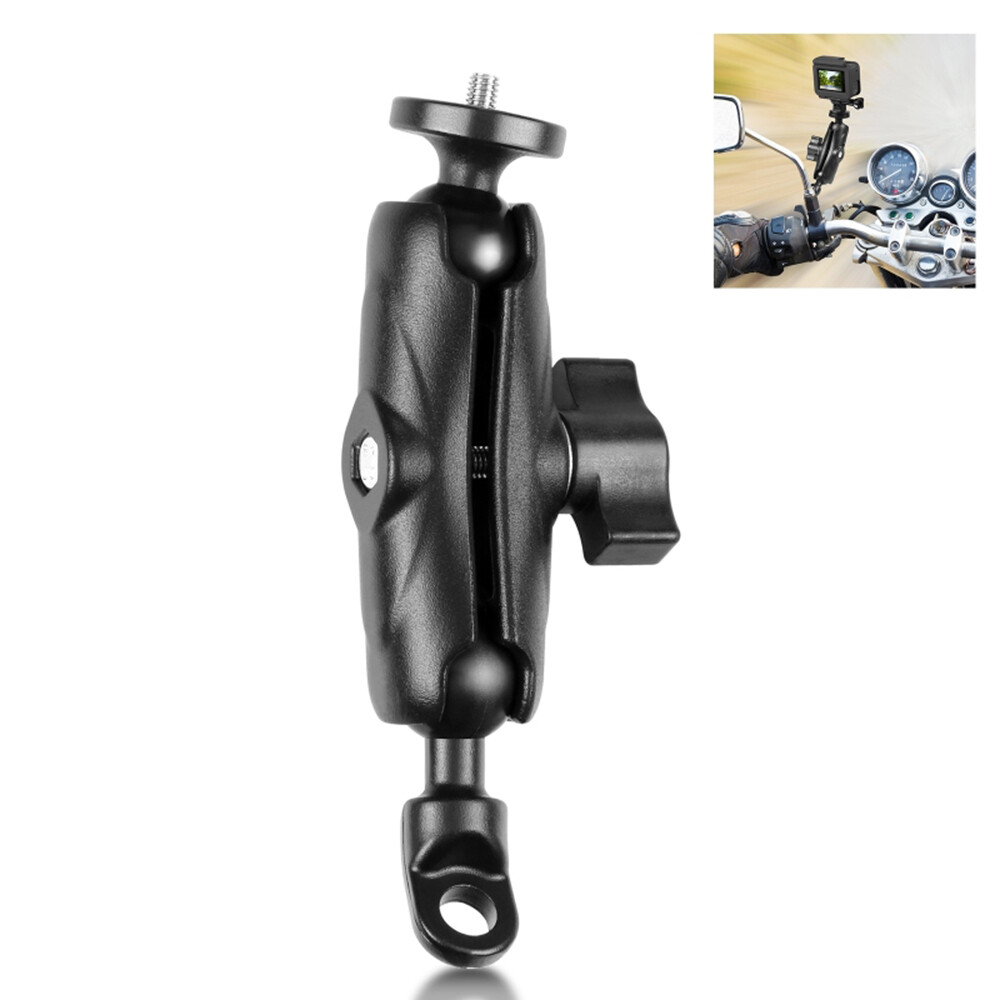 Puluz pu702b motorbike rear-view mirror mount bracket motorcycle sports camera holder 1/4 in screw with sports camera mounting adapter replacement for go pro hero 11/10/9/8 insta360 one/ x2/ x3/go2