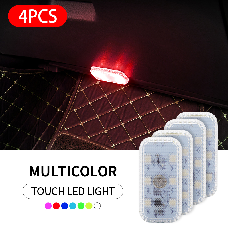 Car LED Touch Lights Wireless Interior Light USB Roof Ceiling Reading Lamps for Door Foot Trunk Storage Box