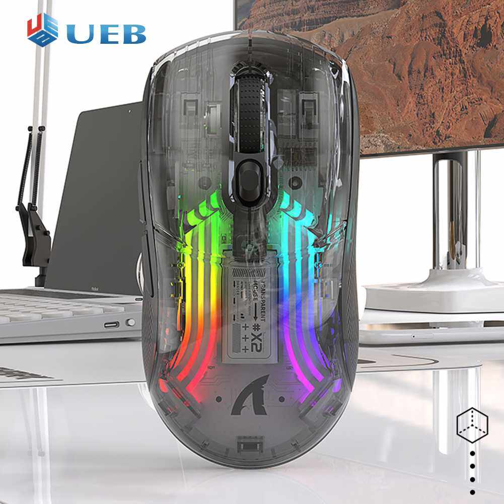 Wired Wireless Gaming Mouse RGB Light Adjustable Transparent Game Mouse Bluetooth-compatible Creative Mouse Comfortable for Desktop Notebook Computer