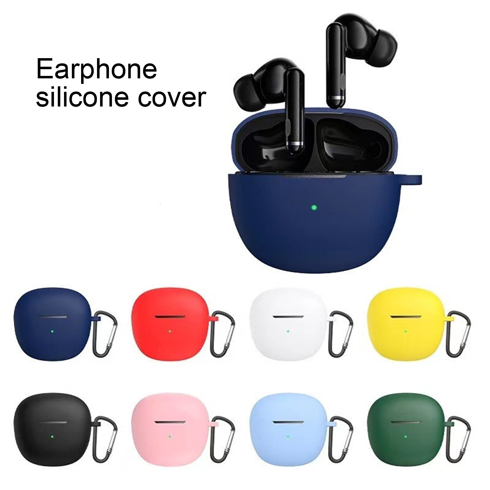 Earphone Cover Shockproof Soft Silicone Bluetooth-compatible Earbuds Protective Sleeve with Carabiner for QCY-HT03