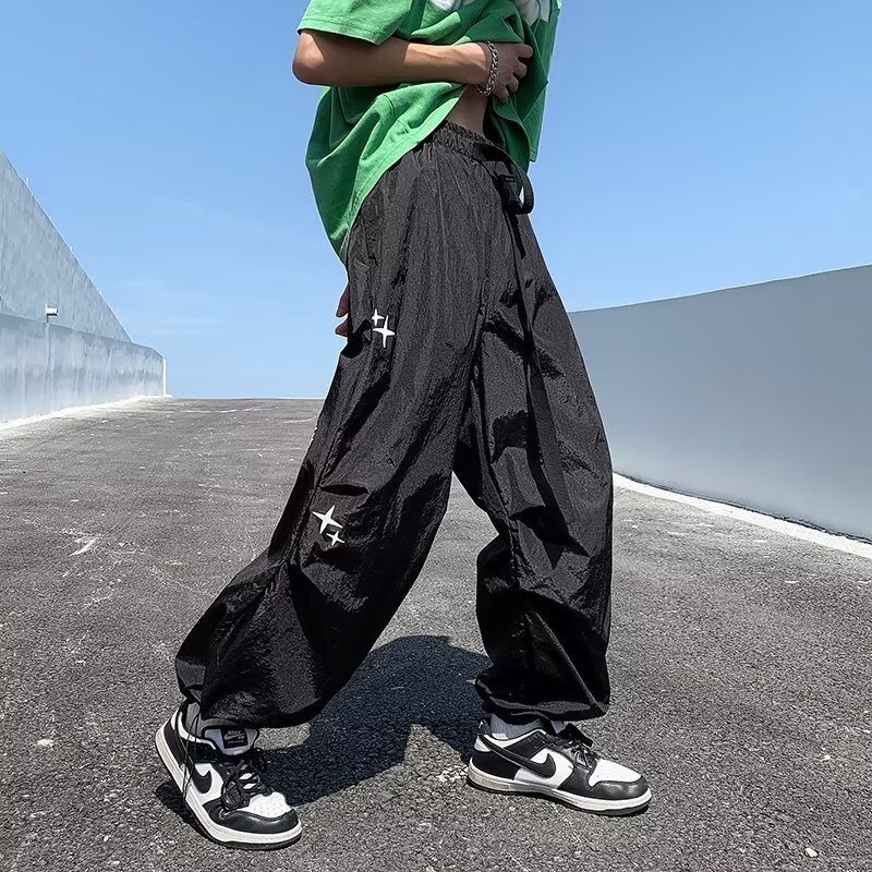 ASRV Casual pants fashion new long pants simple men's drawstring bound feet cargo pants
