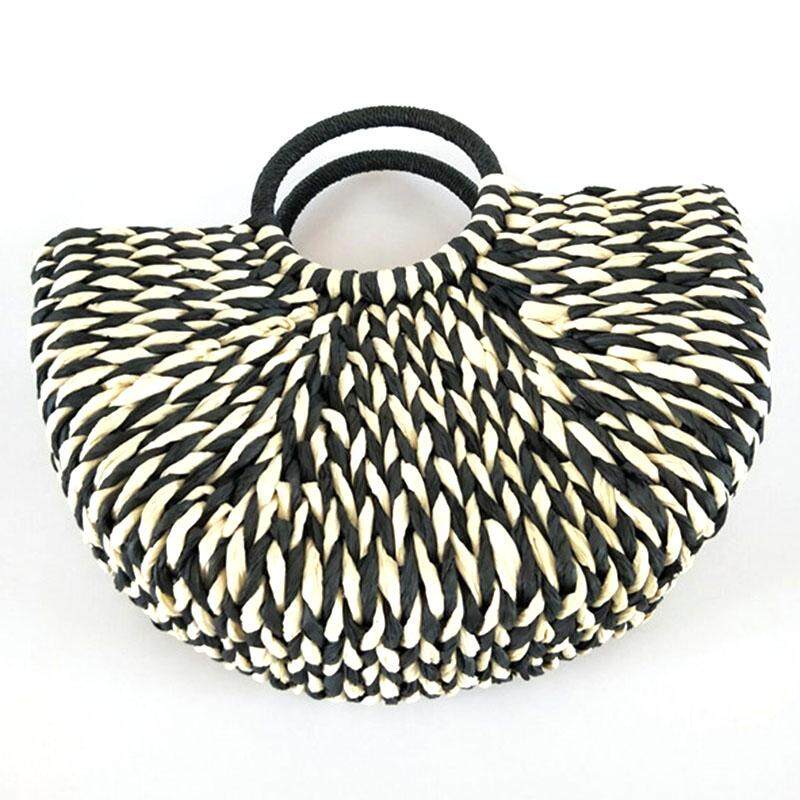 semi circle straw bag