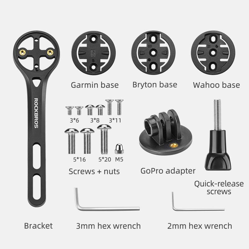ROCKBROS Bicycle Computer Holder Nylon Bike Stopwatch Speedometer Mount Stand For Garmin Wahoo Bryton GoPro Light Stand