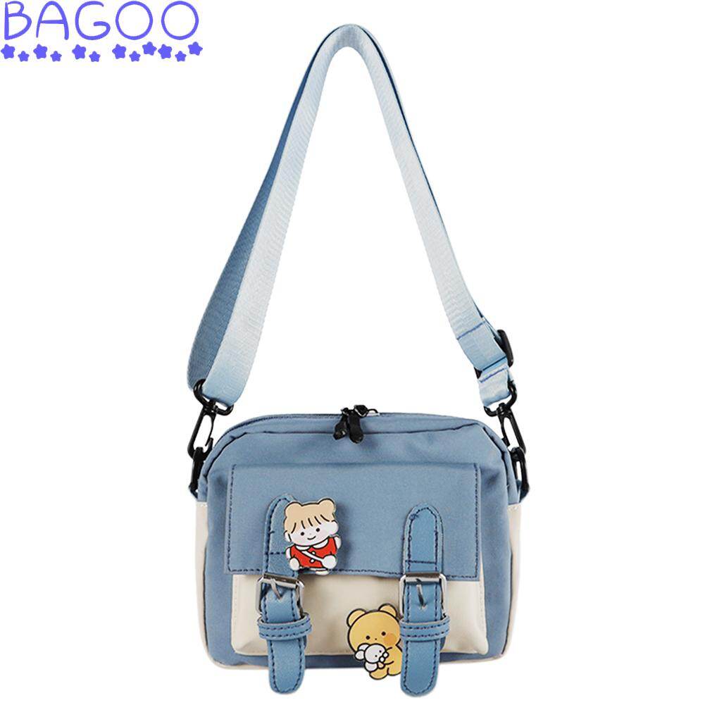 BAGOO Korean Men's Hit Color Casual handbag shoulder Bag Cartoon Mini Crossbody Bag Student Zipper Shoulder Messenger Pouch bag for women
