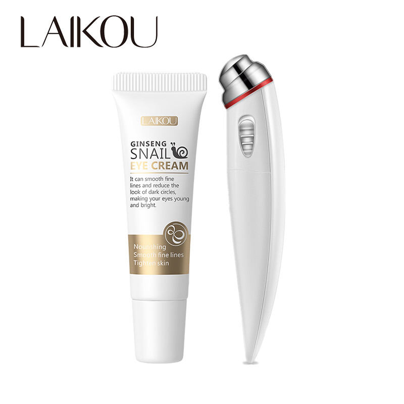 LAIKOU Ginseng Snail Eye Cream Eye Massager 2pcs Remove Eye Bag Fine Lines Fade Dark Circles Firming