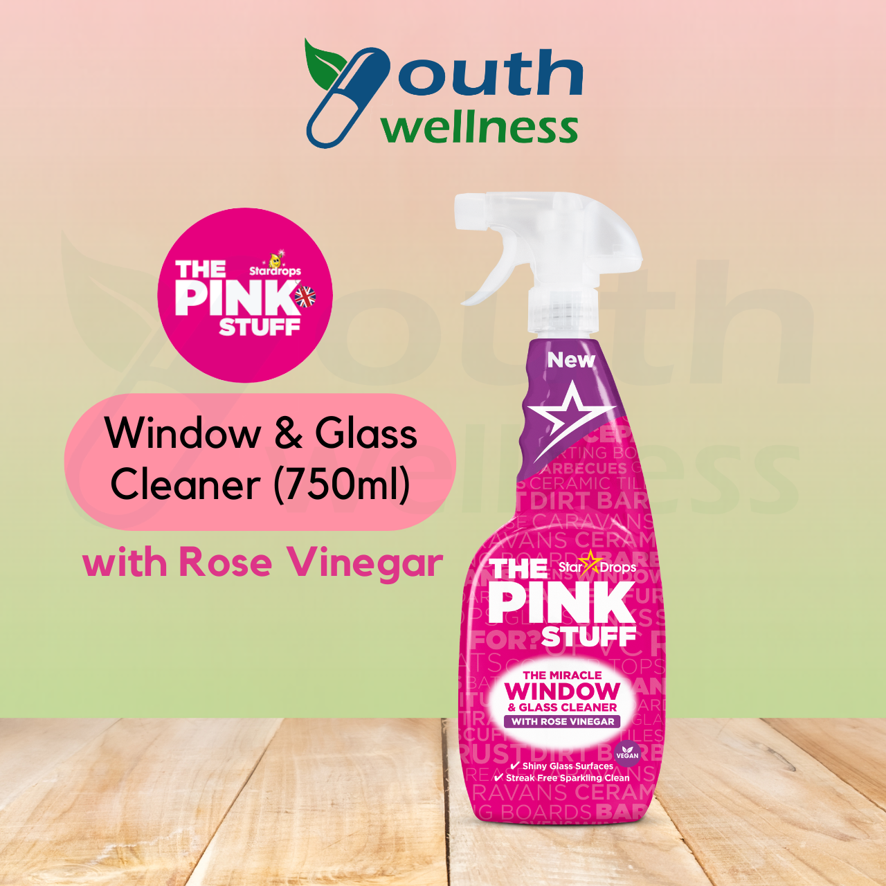 The Pink Stuff Window Cleaner with Rose Vinegar (750ml) Lazada
