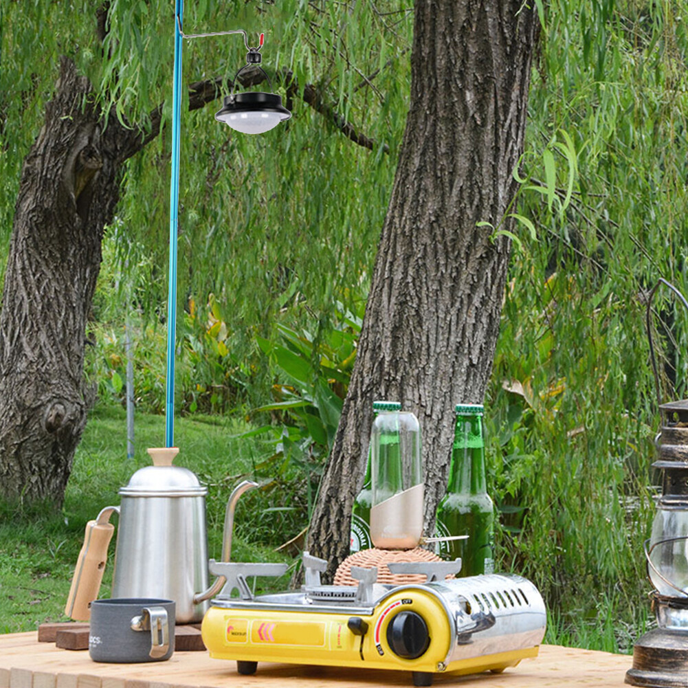 Portable Camping Pole Lamp Stand Folding Picnic Hanger Light Bracket Holder