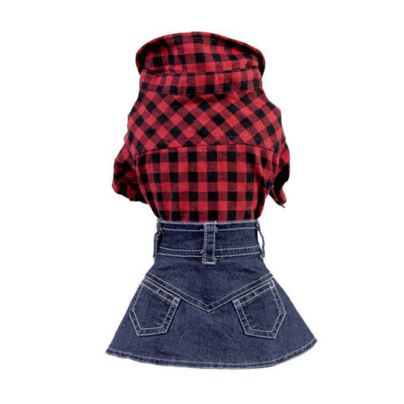 Miễn Phí Vận Chuyển Dễ Thương Ngắn Phong Cách Denim Váy Cho Cún Cưng Tàu Miễn Phí Chó Con Nhỏ Quần Áo