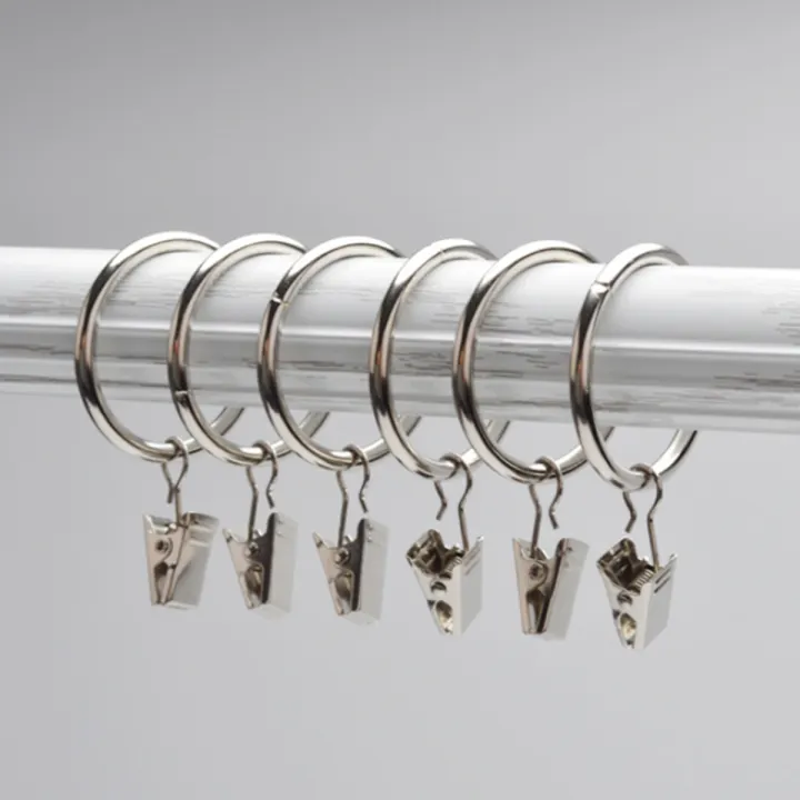 10pcs Metal Curtain Rings Clips Curtain Pole Rod Ring Voile Net