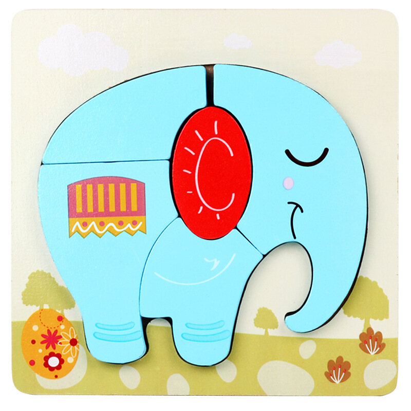 TOYSMARS Wooden 3D Jigsaw Puzzle Early Learning Montessori Educational Toys for Children Kids Toddler Baby Hand Grasp