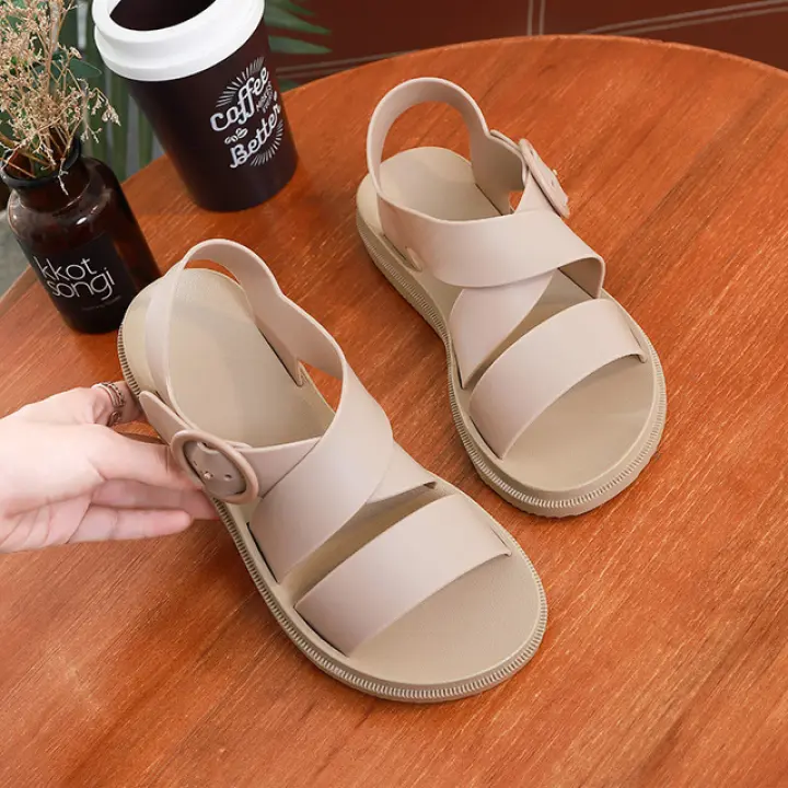 white platform jelly sandals