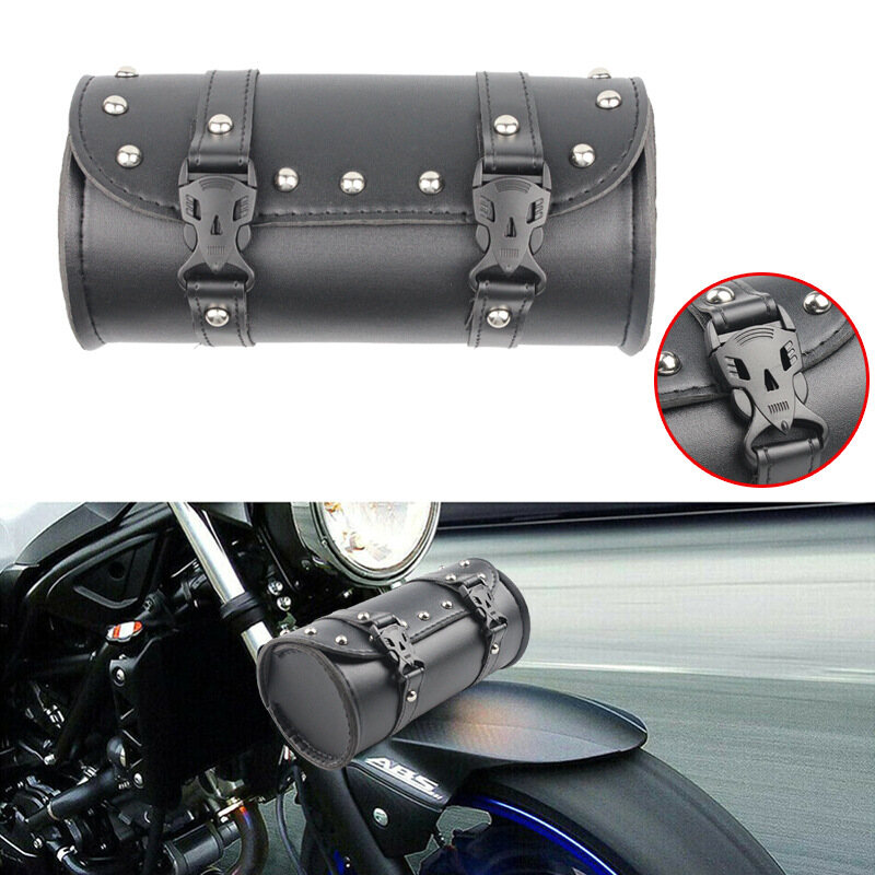 【High Quality+ In Stock】Universal Motorcycle Saddlebag Tool Bag Mounting Strap Round Fork Bag For Harley