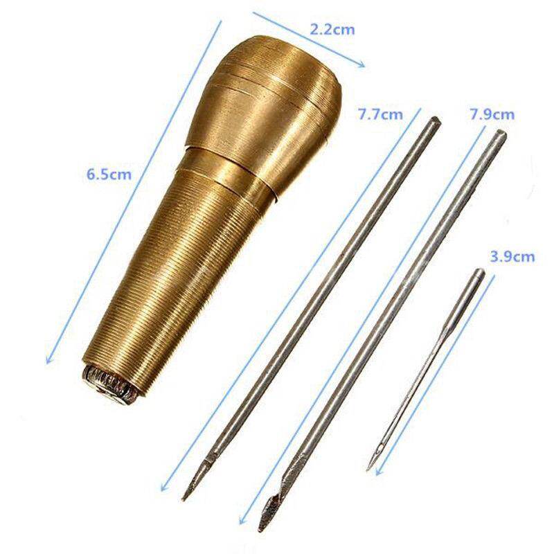 1sets Sewing Shoe Repair Tool Awl Leather Craft Kit Tools with Copper Handle Cone Needle