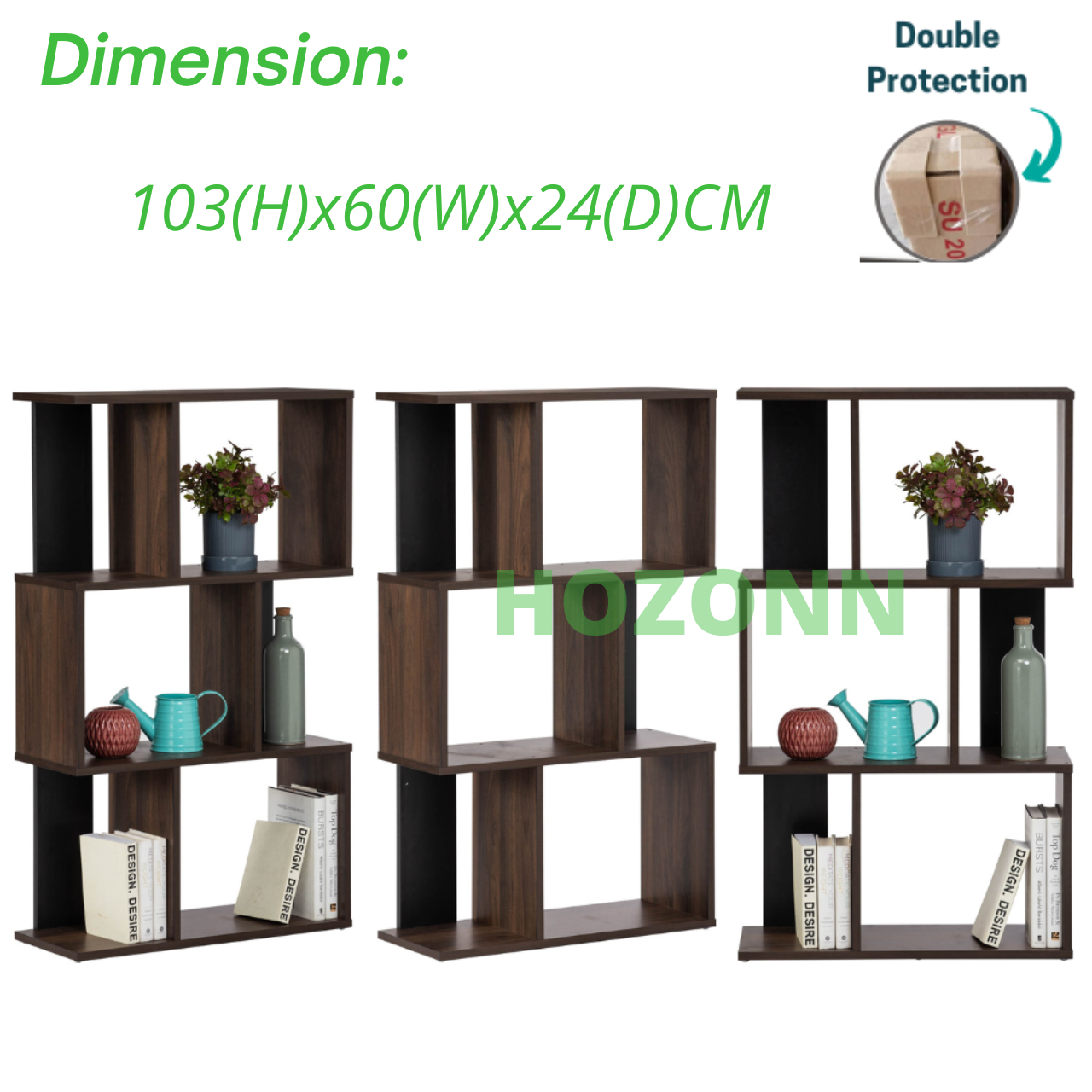 HOZONN ALASKA Partition Divider Bookshelf Display Rack Bookcase Book ...