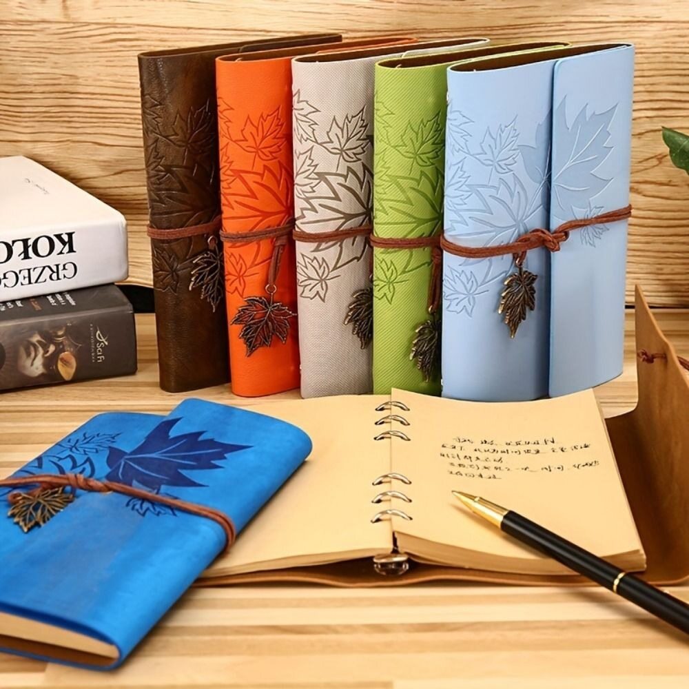 MMLUCK Personalized Gift Best Selling Replaceable Blank Paper Classic Retro Style Vintage Notebook Rope Tying Notebook Leather Diary Book Notepad Sketchbook