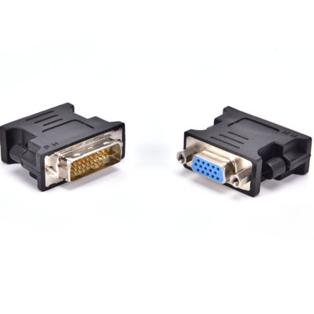Bộ Chuyển Đổi DVI Sang VGA Màu Đen Chuyên Nghiệp, DVI-A / DVI-I Bộ Chuyển Đổi Màn Hình Analog SVGA HD15 TS