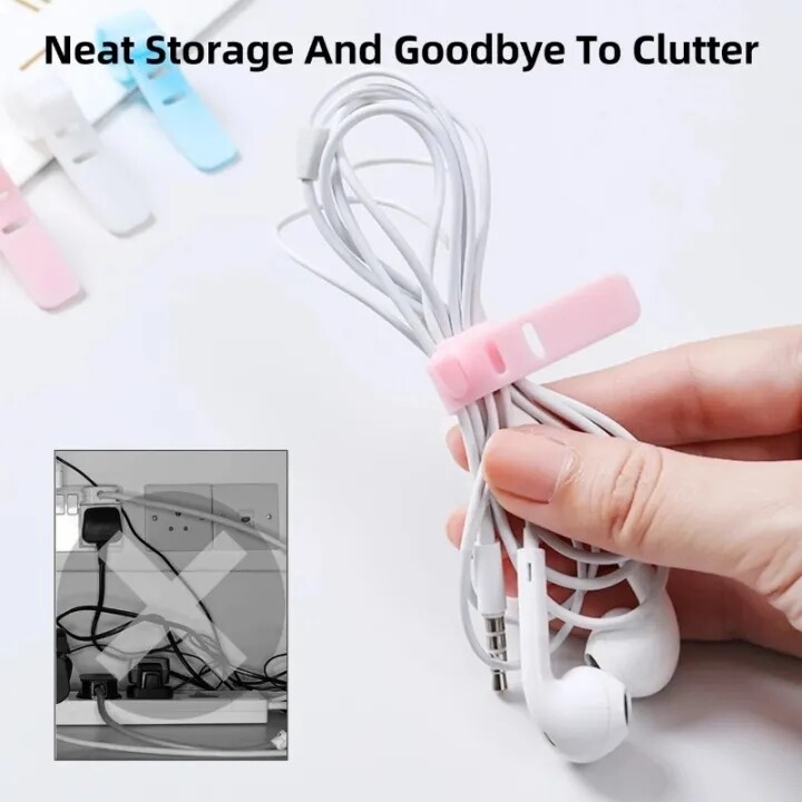 5pcs Silicone 3 lỗ dây cáp tổ chức Dây cáp có thể điều chỉnh dây đeo Di động Cáp sạc USB Tai nghe dòng quản lý Winder quan hệ