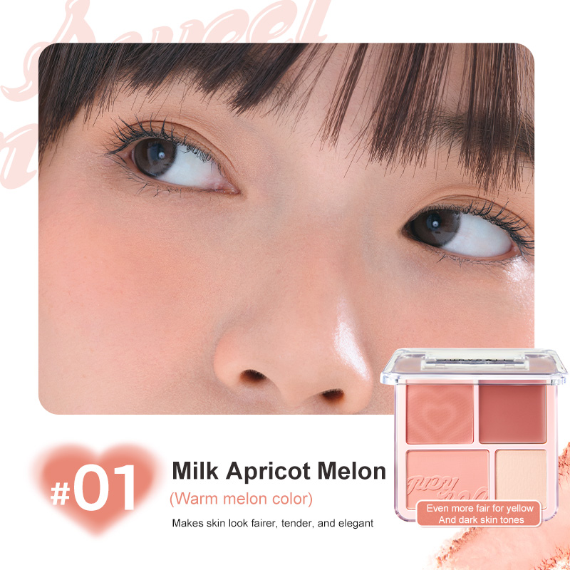 Bảng Phấn Má Hồng Bắt Sáng JUDYDOLL 4 Ô Tông Lì Đa Năng Mềm Mịn Trang Điểm Tự Nhiên Lâu Trôi