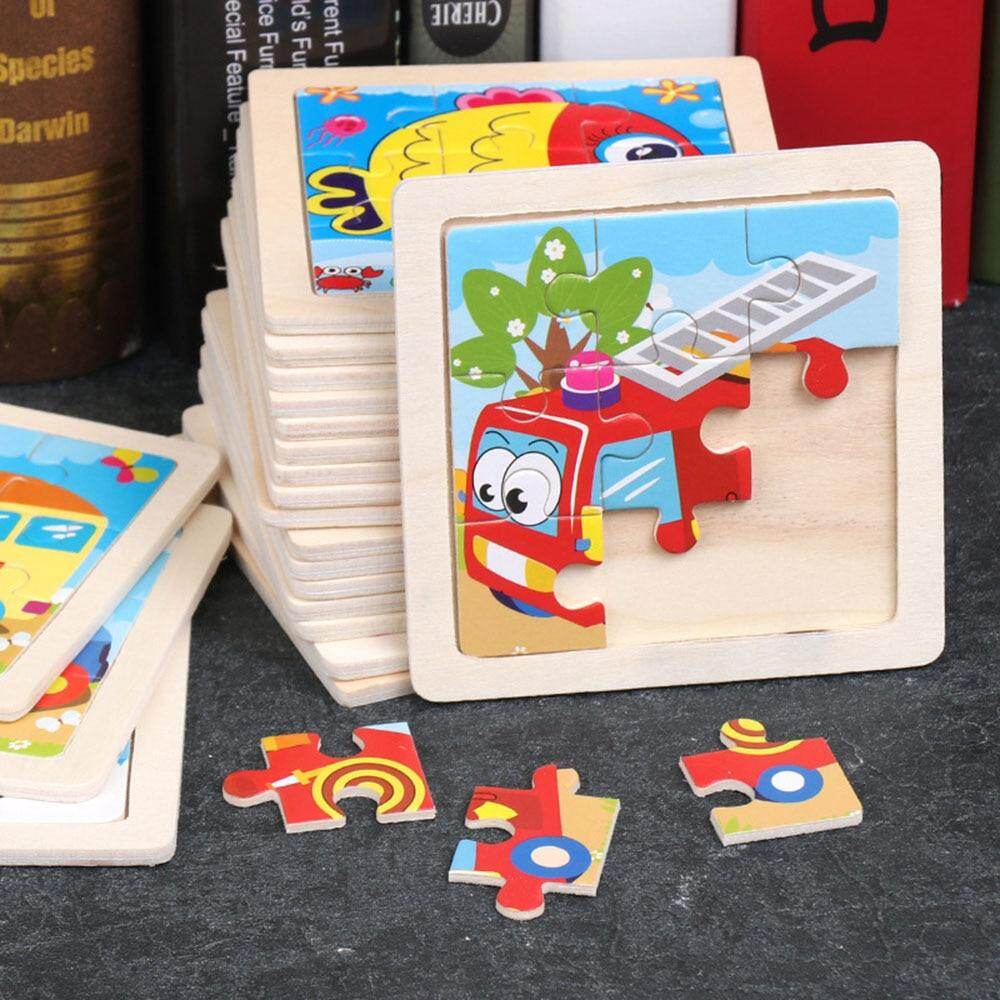 Wooden Jigsaw Puzzle Toy Cartoon Animal Transport Kids Early Learning Education Toy