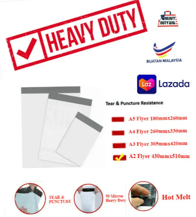 A2 Size White Courier Bag Flyer Packaging Courier Parcel Bag With Pocket Pouch Packaging Plastic Bag Lazada
