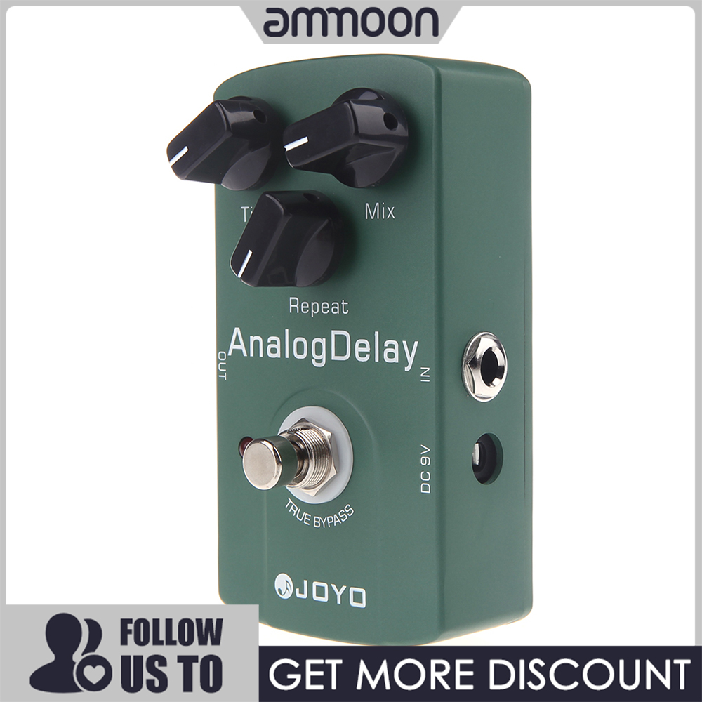 Pedale Effetto Delay Analogico Joyo JF-33, True Bypass, 3 Manopole (Tempo, Ripeti, Mix), Tempo Fino A 3000 Ms, In Metallo