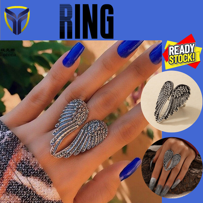 【Franco Fashion】Men Women Original New Angel Wings Ring Opening