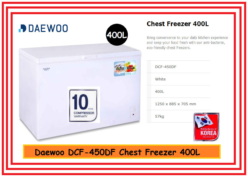 Daewoo Winia Korean Brand DCF-450 Chest Freezer 400L | Lazada