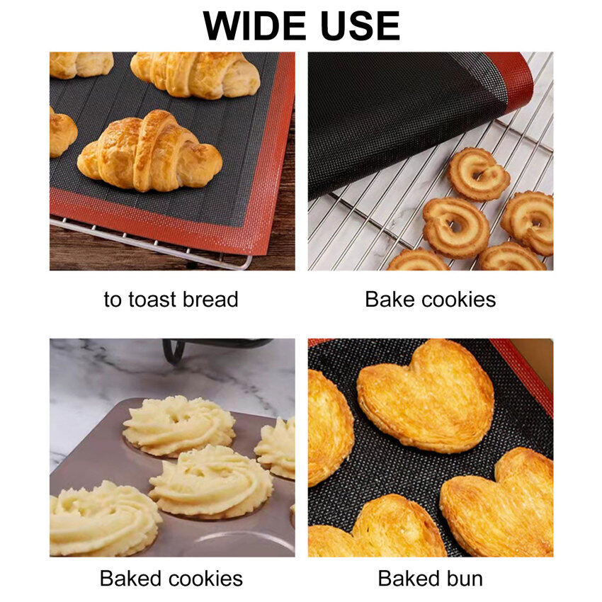 Tấm Nướng Silicon Tấm Nướng Bánh Macaroon Silicon Chống Dính Nửa Tấm Tấm Nướng Bánh Hoàn Hảo Bộ Dụng Cụ Làm Bánh Quy Để Làm Bánh Macaron, Bánh Ngọt, Bánh Mì Và Bánh Ngọt