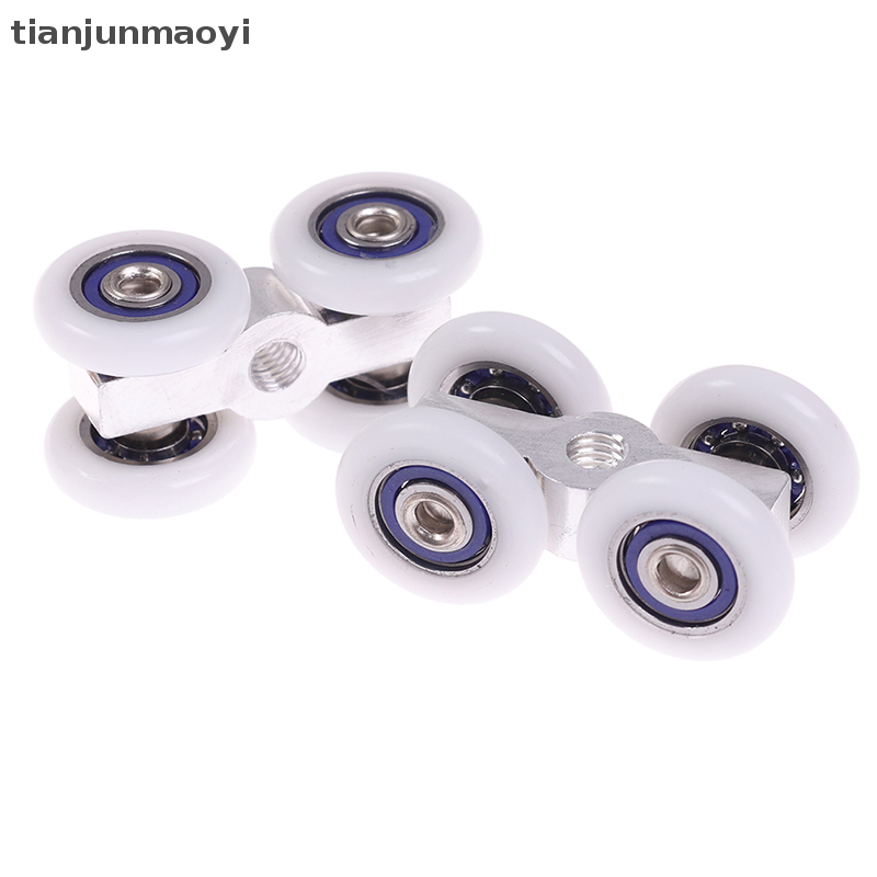 [tianjunmaoyi] 1Pair Sliding Door Rollers 4 Wheels Hanging Home Door Accessories Hardware
