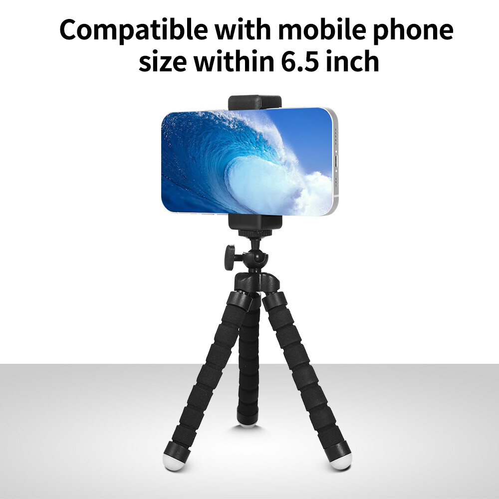 Portable Sponge Tripod Multifunctional Mobile Phone BT Selfie Stick Adjustable Phone Holder for Mobile Phone Black