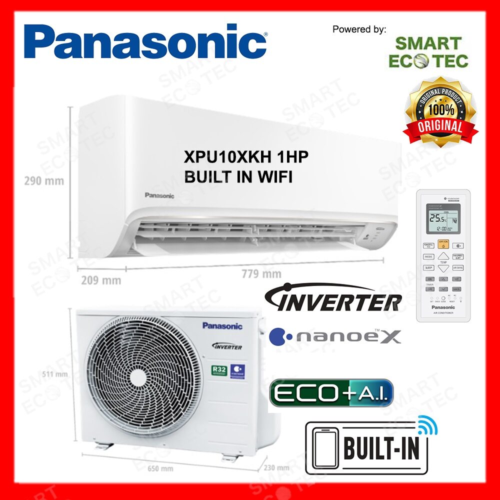 Panasonic 1HP/1.5HP Inverter R32 XPU10XKH/ XPU13XKH ECO+A.I. Deluxe ...