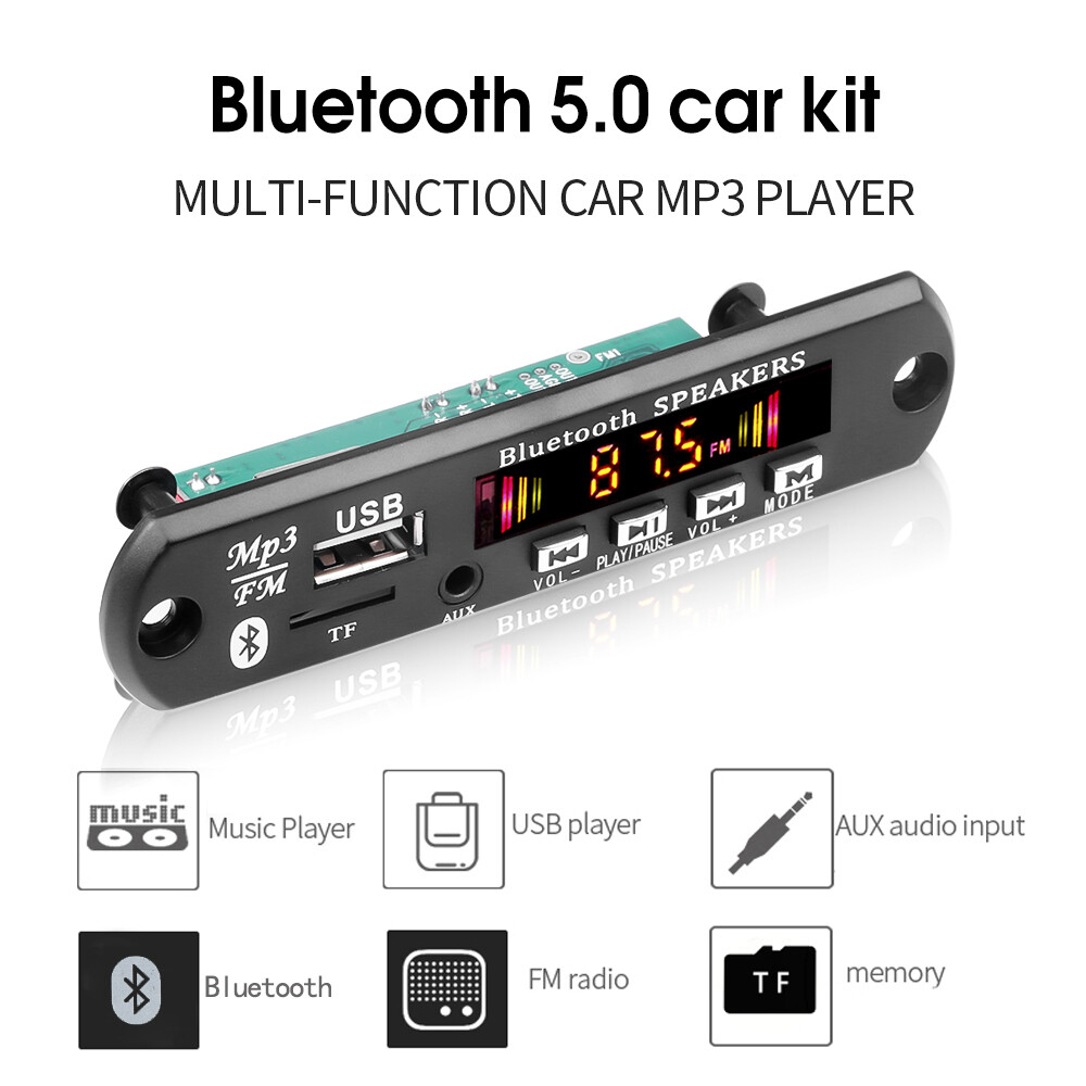 6V-12V Bluetooth 5.0 MP3 Decoder Board Module with USB Audio Player WMA WAV TF/USB Card Slot / FM Remote Board Module with 2*20W Amplifier