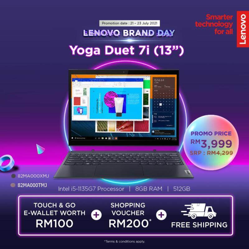 LENOVO YOGA DUET 7 13 | Intel Core I5-1135G7| 8GB DDR4 | 512GB SSD | Intel Iris Xe Graphics | W10H| 2YR WRTY | Orchid / Slate Grey| | 82MA000TMJ / 82MA000XMJ Malaysia