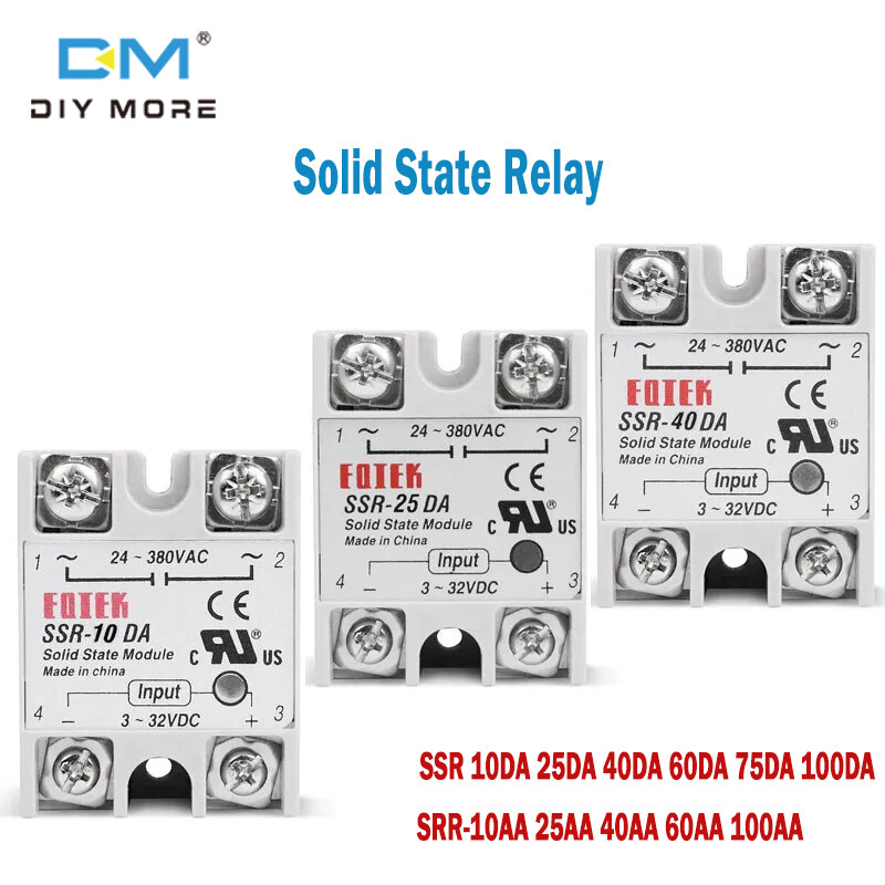 diymore SSR-10DA/25DA/40DA/50DA /60DA75DA/100DA SSR-25AA 40AA dc solid state relay. control Module Relay 3-32V Input DC 24-380V AC Outp